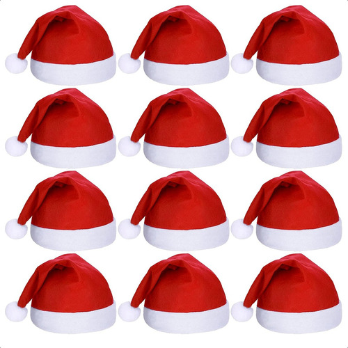 Pack 12 Gorros De Navidad Viejo Pascuero Adorno Navideño