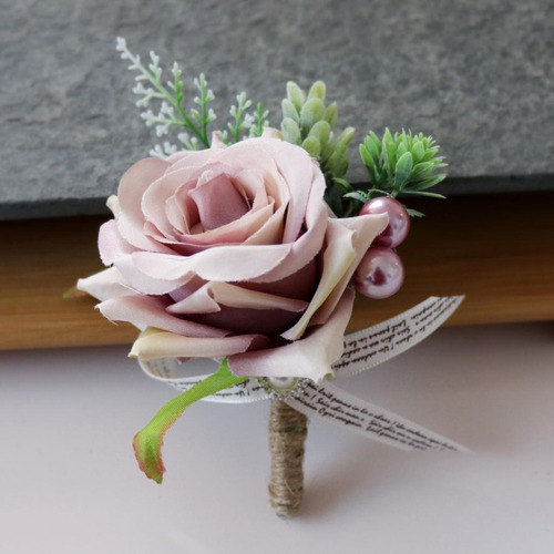 Imagen 3 de 12 de 2 Piezas Romántica Boda Fiesta Rosa Flor Boutonniere