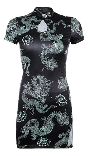 Disfraz Ajustado De Qipao Dragon Hollow Para Mujer Para Fies