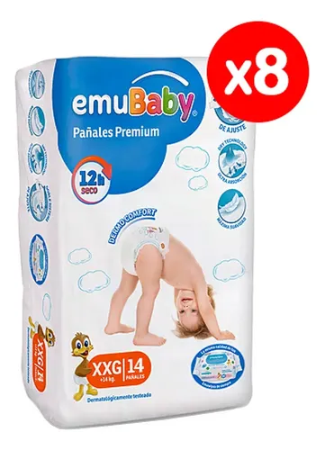 Pañales Emubaby Premium - Talla Xxg 112 Unidades