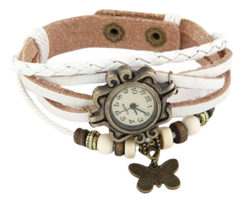 Reloj Vintage -  Correa Cuero - Broche - Mariposa + Estuche