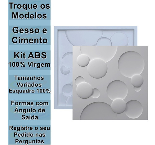 Forma Molde Pra Cimento Abs 2mm Bolle 50x50 Placa