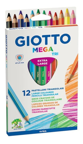 Lapiz Giotto Mega Tri - 12 Colores