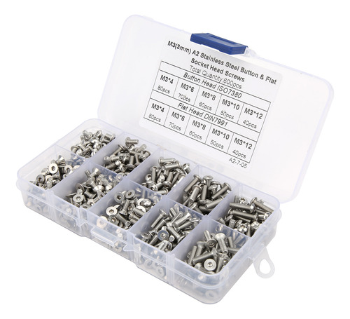 Juego De 600 Tornillos Hexagonales De Acero Inoxidable 304 C
