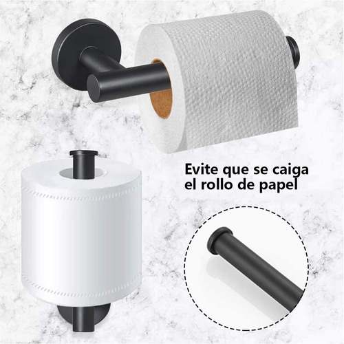 Imagen 5 de 10 de Set De 5 Accesorios De Baño Acero Inoxidable Negro