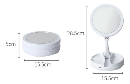 Espejo Luz Led Para Maquillaje De Tocador Plegable 10x