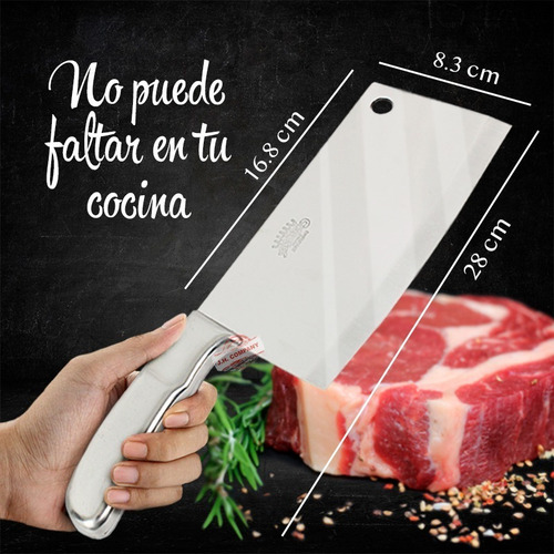 Imagen 2 de 9 de Cuchillo Taquero Tipo Hacha Jumbo 8.5 Pulgadas Cocina C433