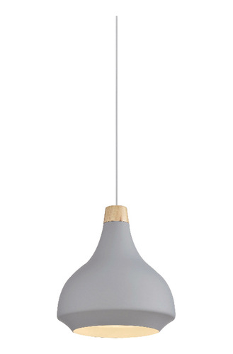 Colgante Tipo Campana Con Madera, Gris/ø34cm - Ixec Ix9020