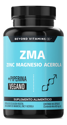 Zinc Magnesio Acerola (zma) | Con Piperina Para Máxima Absorción | Sin Azúcar - Suplemento Alimenticio Vegano Beyond Vitamins - Ingredientes Non Gmo (180 Cápsulas)