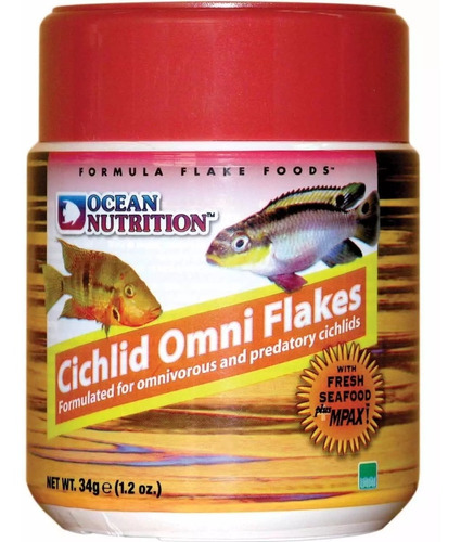 Cichlid Omni Flakes  Ocean Nutrition  Alimento 34g Acuario