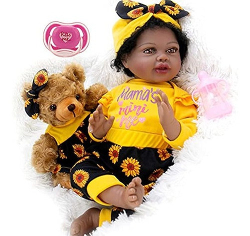 Milidool Black Reborn Baby Girl Doll 22 Pulgadas Muñecas Rec