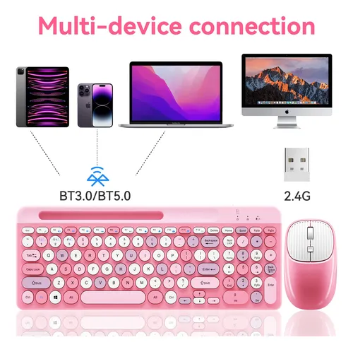 Teclado Y Mouse Bluetooth Inalambrico, Multidispositivo Reca