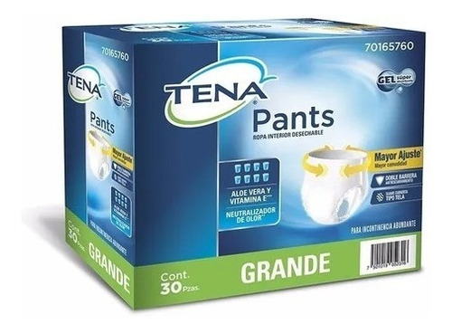 Tena Pants Pañal Desechable Grande 30 Pza Caja Pañales