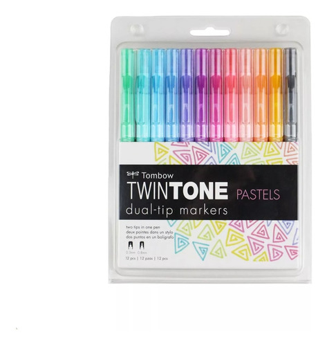 Marcadores Tombow Twintone Colores Pastel 12 Pzas