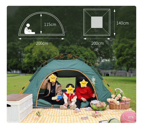 Carpa De 3 Personas De Armado Automático Rápido-fácil 2x1.5m
