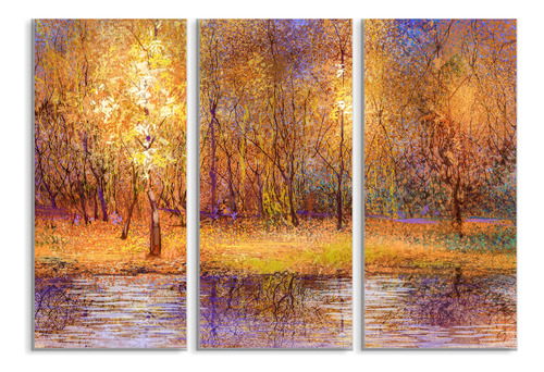 Set De 3 Cuadros Canvas Paisaje De Pintura Al Oleo 90x130cm