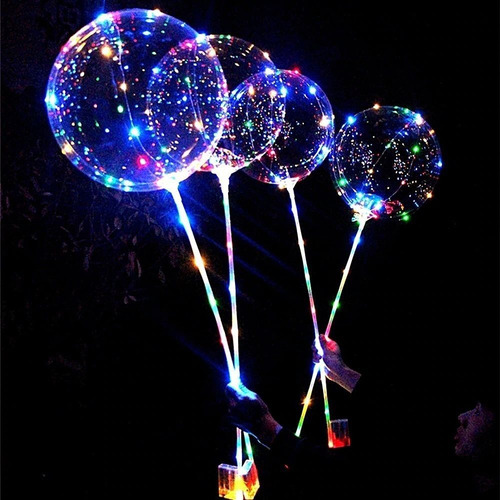 Imagen 5 de 10 de Globo Burbuja Cristal Transparente Luminoso Led Cotillón X12