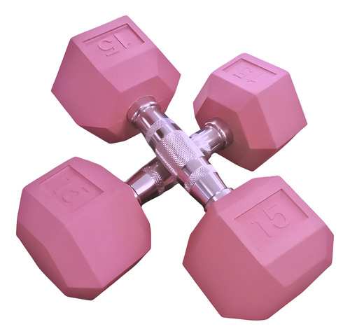 Par De Mancuernas Hexagonales Fitness Para Ejercicio 15 Lb