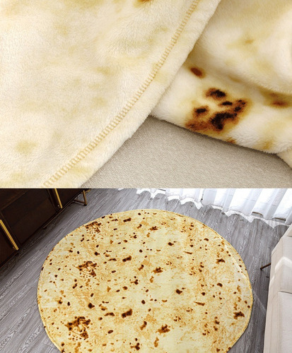 Imagen 9 de 10 de Manta De Tortilla De Franela Redonda De Burrito Mexicano