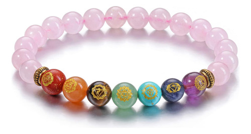 Vadiforest Natural 8 Mm 7 Chakra Piedra Cristal Pulsera Reik