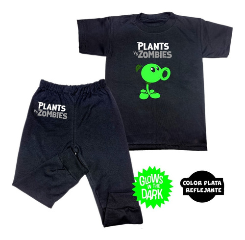 Pijama Fresca Plantas  Guisante1 Para Niños Brilla Oscuridad