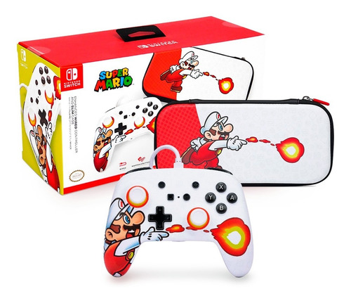 Mando Control Cable Nintendo Switch Super Mario + Funda