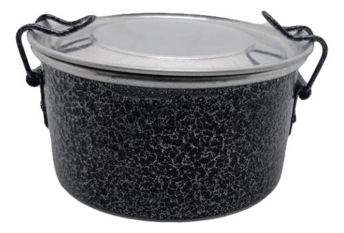 Marmita Redonda Alumínio Preto - 300 Ml Com Trava 10 Cm