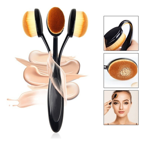 Set 3 Brochas Plana De Maquillaje Para Base Brocha