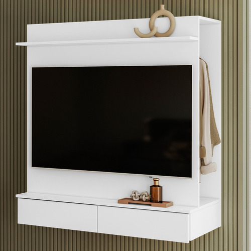 Painel Para Tv Até 42 2 Gavetas Com Closet Wave Albatroz Cor Branco