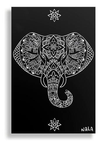 Cuadro Decorativo Aluminio 20x30 - Elefante - Negro