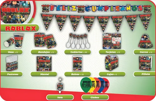 Kit Infantil Decoración Fiesta - Roblox X24 Invitados