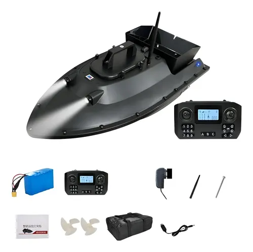 Barco De Pesca RC Con Cebador Y GPS De 500 M, Batería De 5200 MAh, Dos Compartimentos De Cebo Y Luz Nocturna, Para Pesca Deportiva