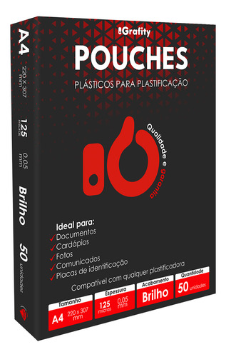 Grafity Plástico Para Plastificação A4 220x307 0,05mm 50 Un