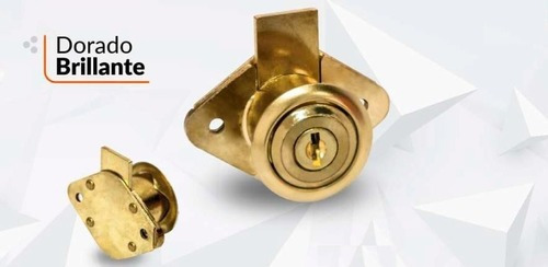 Cerradura Para Gavetas 22mm Dorado Caja 2 Llaves Zoe