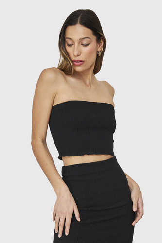 Top Strapless Elasticado Negro Nicopoly