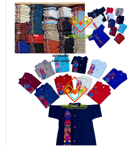 Camisas/guayaberas Bordadas En Punto De Cruz Para Niños-mx