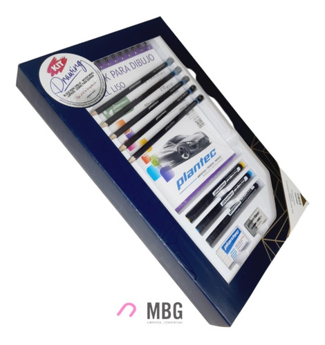 Imagen 3 de 5 de Kit Plantec Drawing Block+ 5 Lápices+3 Estilógrafos+ 2 Gomas