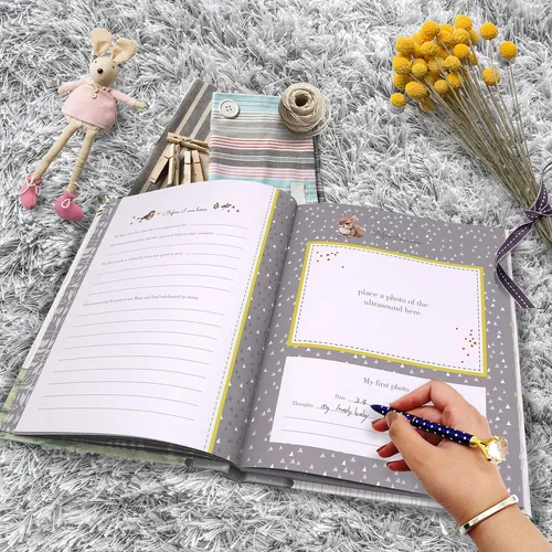 Holoary Libro De Recuerdos Para Bebés De 5 Años, 76 Páginas De Diario Ilustradas De Colores, Álbum De Registro De Bebé, Moderno Para Baby Shower, Y Recuerdo Para Recién Nacido, Niño O