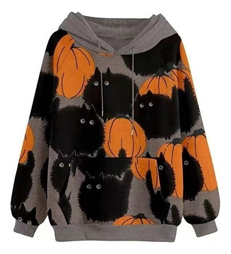 Sudadera Halloween Estampado De Calabaza Popular Casual