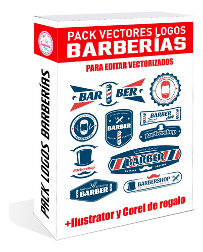 Pack Vectores 200 Logos Barberia Diseños Editables #v314