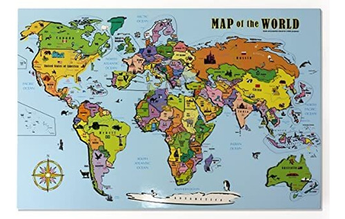 Ata-boy Magnética Mapa Del Mundo Juego-n-learn Puzzle Ju