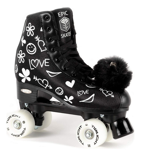 Epic Skates Luv - Patines Cuádruples, Negro/blanco, Para M.