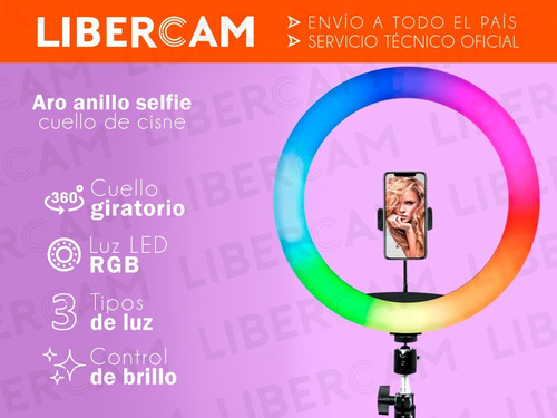 Imagen 3 de 10 de Aro Anillo Selfie Luz Led Rgb Tripode Ring Light Usb Celular