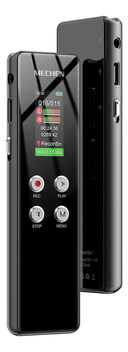 Grabadora de Voz Digital Mechen V01 de 64 GB con Activación por Voz y Audio HD
