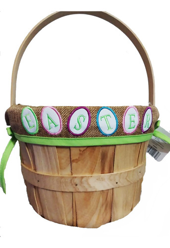 Cesta De Madera Firrada Tablillas Forrada Pascua Easter Bask