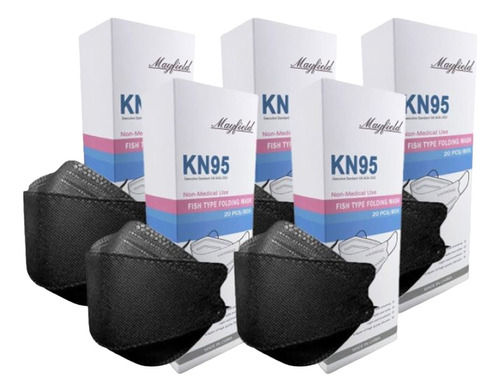 Mascarillas Kn95 Fish Mayfield Pack X 5 Cajas Blanco Negro