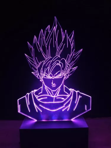 Luminária Led 3d, Goku Super Sayajin 3,16 Cores + controle, Dragon