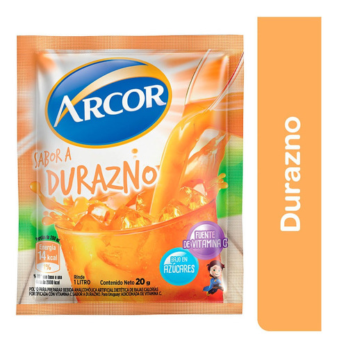 Jugo En Polvo Arcor Sabor Durazno Caja 18 Un X 20 Gr