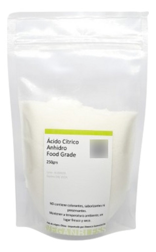 Ácido Cítrico Anhidro Food Grade, 250grs