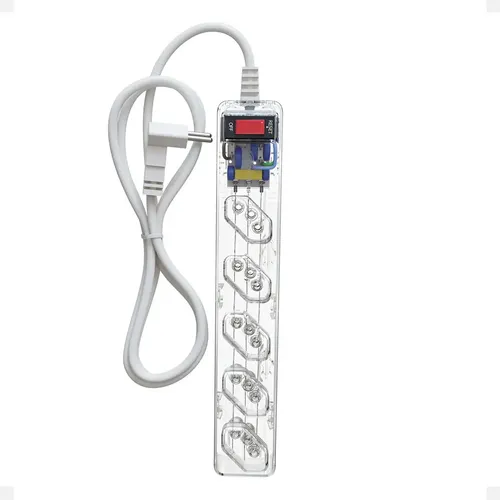 Filtro de linha com protetor contra surtos (DPS) - 127/220 volts - 10 amperes - 5 tomadas - 3 pinos - iCLAMPER Energia 5 - LCF - Transparente